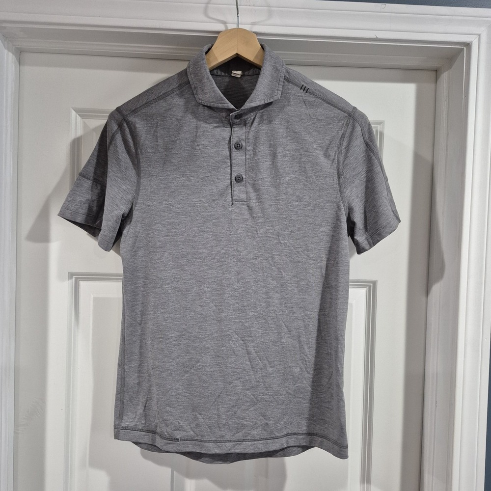 Lululemon Polo Shirt Mens Small Gray Golf Performance Preppy Classic Stretch‎